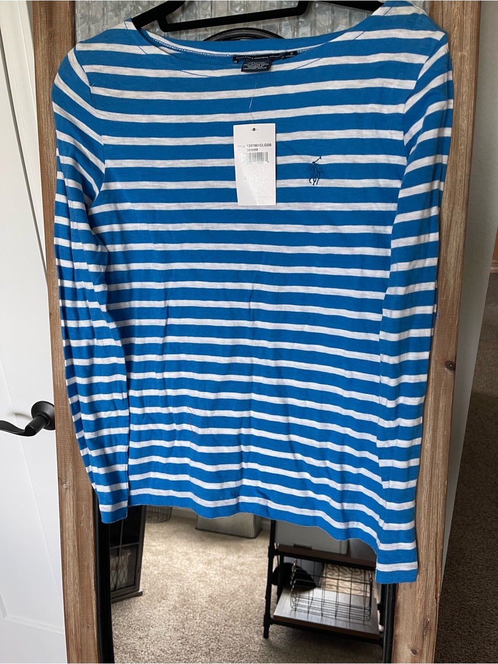 Classic Blue & White Striped Long-Sleeve women’s Shirt